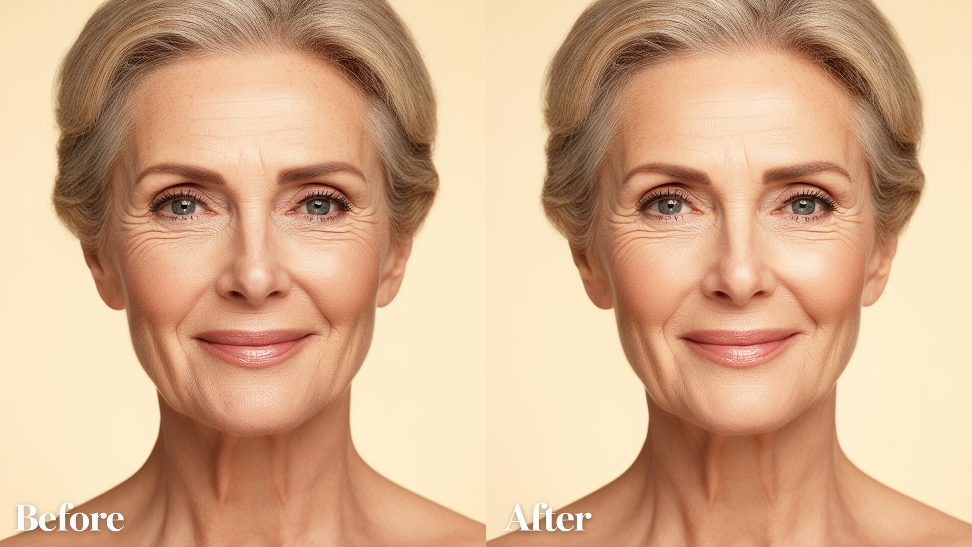Before and after results using the OneHealth Beauty Mask