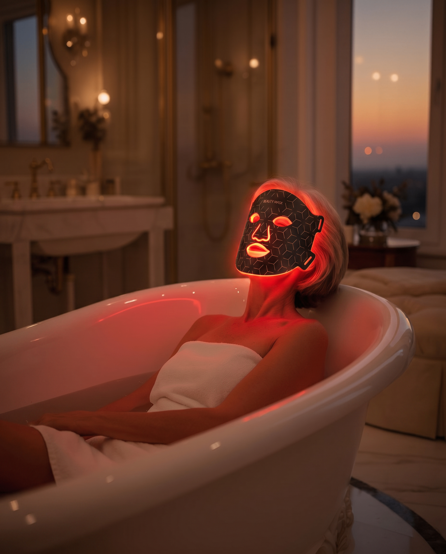 A woman using the Beauty Mask at home